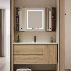 Luxury Wooden Melamine Board Bathroom Vanity Unit <b>Mirror</b> Integrated Ceramic Washbasin Toilet Sink for Hotel Use - Product Image 3