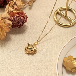 <span class=keywords><strong>Ciondolo</strong></span> MW Flower Stile Retrò a Forma di Girasole con Zirconi, Lusso Discreto in Acciaio Inox Placcato Oro Vero, Stile Palazzo per Donne - Product Image 3