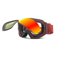 Lunettes de ski OEM en gros à lentille magnétique, grandes, sans monture, unisexe, anti-vent, UV400, anti-buée, avec lentille rabattable