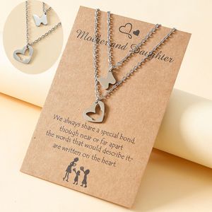 In acciaio inox mamma e <span class=keywords><strong>figlia</strong></span> coppia Set collana gioielli festa della mamma <span class=keywords><strong>regalo</strong></span> cuore farfalla ciondolo di dente di leone collana di corrispondenza - Product Image 3