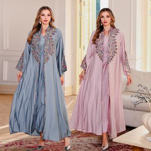 Abito da sera elegante in poliestere a due pezzi, nuovo stile musulmano di lusso leggero, ricamato, per l'autunno, stile mediorientale - Product Image 1