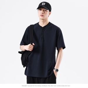 Camisetas de Hombre Personalizadas 100% Algodón, Cuello en V, Manga Corta, con Botones y Bolsillo, Estilo Urbano, Antiarrugas, de Secado Rápido y Transpirables - Product Image 5