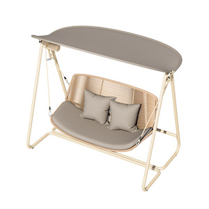 Outdoor Patio <b>Swing</b> Double Seat Aluminum <b>Frame</b> With Canopy Modern Design For Courtyard Use - Product Image 1