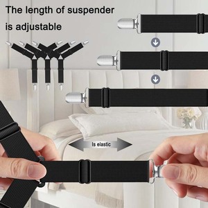 AMZ Hotselling <span class=keywords><strong>Sangles</strong></span> <span class=keywords><strong>de</strong></span> porte-draps réglables 4pcs avec clips métalliques - Product Image 5