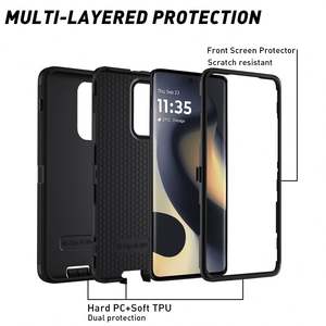 เคสโทรศัพท์ TPU PC แบบสามในหนึ่งเดียว หลากสี ทนต่อแรงกระแทก สำหรับ Motorola Edge 2 พร้อมคลิปหนีบเข็มขัด - Product Image 5