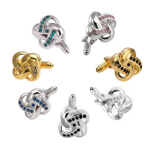 Gemelos Elegantes de Cristal con Diseño de Nudo de Amor, Accesorio de Moda para <span class=keywords><strong>Traje</strong></span> de Hombre, Joyería Moderna para Boda y Esmoquin - Product Image 4