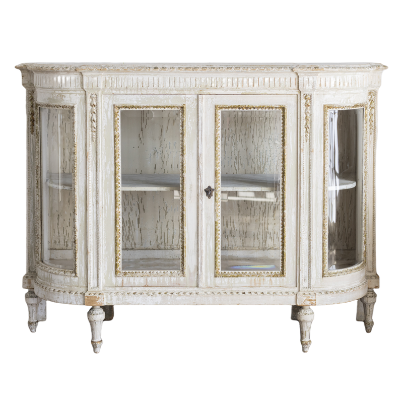 Antique Louis XVI Cabinet Cream Distressed