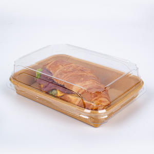 Plateau à sushi jetable en papier kraft à paroi unique avec couvercle en plastique pour l'emballage alimentaire et l'affichage de gobelets en papier de style artisanal - Product Image 1