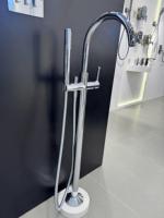 Robinet de baignoire autoportant en laiton de haute qualité, finition or brossé, poignée unique, cartouche céramique, certifié CUPC, design moderne 5