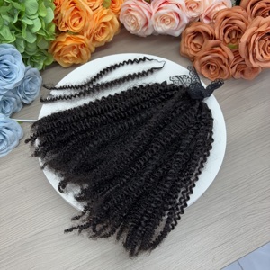100% Tự Nhiên Màu Đen Afro Kinky Micro Vòng Lặp Lông Dòng Tóc Phần Mở Rộng Vô Hình Crochet Phần Mở Rộng Tóc - Product Image 3