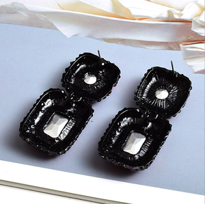 Pendientes de Metal cuadrados con diamantes de imitación brillantes para mujer, aretes colgantes de alta calidad, accesorios de joyería de cristal para mujer - Product Image 5