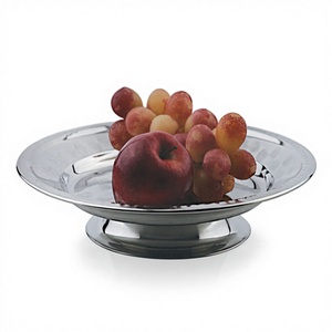 Plato Redondo de Acero Inoxidable de 30 cm para Servir Fruta, Ecológico, con Acabado Cromado y Soporte - Product Image 1