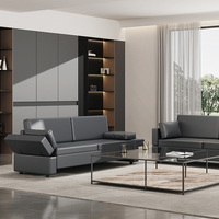 Ensemble de canapés de réception en cuir minimaliste moderne pour les zones de repos des bureaux