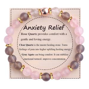 Nouveau Bracelet en pierre naturelle inspirante à la mode perlée réglable bonne chance soulagement de l'anxiété énergie de guérison cristal coloré femmes - Product Image 5