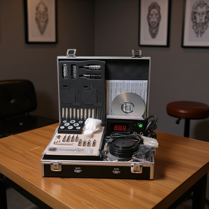 Kit de tatouage professionnel complet D0100HEDQYV, machine à bobine en acier inoxydable, course de 3,5 mm, avec accessoires pour les tatoueurs - Product Image 2