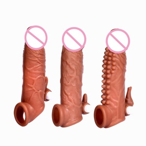 Hochwertige fern gesteuerte Sexspielzeug für Männer Silikon männlich Penis Extender Vibrierender Penis Wieder verwendbare Tpe Dildos Kondom - Product Image 1