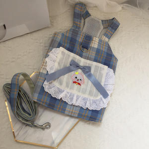 कुत्ते के पर्यावरण के अनुकूल पॉलिएस्टर प्लाड फीट स्कर्ट ड्रेस छाती पीछे कर्षण वसंत गर्मियों क्रिसमस कपड़े - Product Image 4