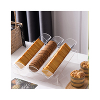 Plateau de présentation de biscuits en acrylique transparent, présentoir à biscuits avec 3 fentes pour boulangerie, supermarché