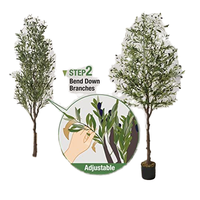 Duurzaam Indoor/Outdoor Plastic Kunstmatige Olijfboom Levensechte Bladeren Met Verwijderbare Vruchten Faux Tak Plant Decor Groot Formaat