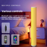 Lámpara de Pie Cilíndrica LED RGB Inteligente Tuya, Sincronización con Música, Regulable, Luz de Esquina Moderna, Control Remoto por Aplicación, Decoración para Sala de Estar y Juegos