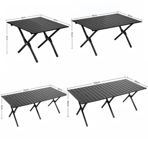 <b>Foldable</b> Outdoor <b>Table</b> Set with Metal Frame and Wood Top for Garden Patio Use Minimalist Design Black Color - Product Image 3
