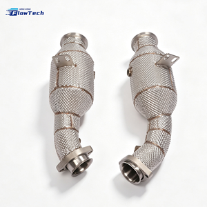 Downpipe de course FlowTech Performance SS304 avec bouclier thermique pour Mercedes AMG E43 W213 C43 W205 M276 3.0L V6 - Product Image 2