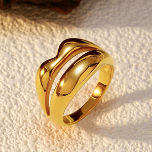 Wholesale Minimalist Statement Chunky <strong>Thick</strong> Waterproof 18K Gold Plated Pvd Stainless Steel Fashion Jewelry <strong>Rings</strong> for Women - Product Image 4