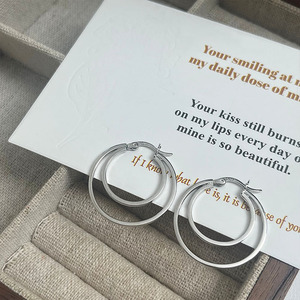 Silver S925 Sterling Silver Double Ring <b>Cuff</b> <b>Earrings</b> Geometric Design Everyday Wear - Product Image 2