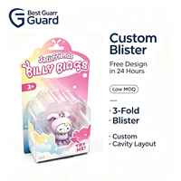 Emballage personnalisé en blister 3 volets, transparent, épaisseur 1 mm, disposition personnalisée des cavités, blister en plastique PET, boîte pour figurines de jouets pour enfants