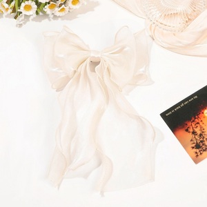 Large Bow Long Tail Spring <strong>Hairpin</strong> Organza <strong>Color</strong> Clip Girl Ladies <strong>Fashion</strong> Hair Accessories Wholesale Bow Hair - Product Image 4