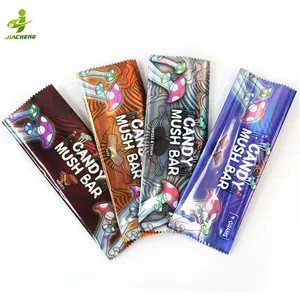 Custom heat seal back side seal candy nut mylar bag protein energy mushroom chocolate bar wrapper packaging bags for pillow