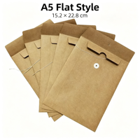 En stock : Enveloppe à documents en papier kraft plat vierge, style Hong Kong, format A4/A3/B4, pochette à documents épaissie pour contrats, type plat (sans soufflet)