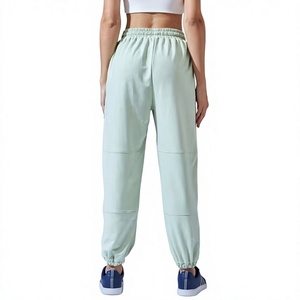 Pantalon de jogging sport personnalisé pour femme avec cordon de serrage, taille haute, coupe ample, poches – Pantalon de survêtement extensible en gros - Product Image 2