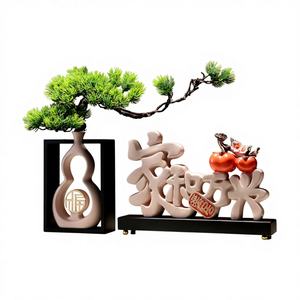 งานศิลปะพื้นบ้านเจียเหอ ว่านซีซิง งานประดิษฐ์เรซิ่นอีพ็อกซี่ รูปปั้นตกแต่งตามสั่ง ของประดับตกแต่งห้องนั่งเล่น ทางเข้าบ้าน ต้อนรับ ต้นสน ไวน์ - Product Image 1