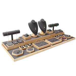 DIGU Factory Design Personalizado Madeira Jóias Exibição Props Pu Couro Jóias Display Set Para Loja De Jóias - Product Image 5