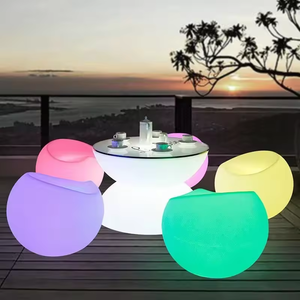 LED <strong>bar</strong> Dining Table Decorative Hourglass Shaped Patio Table Portable Courtyard <strong>Outside</strong> Coffee Tables Feature with Waterproof - Product Image 2