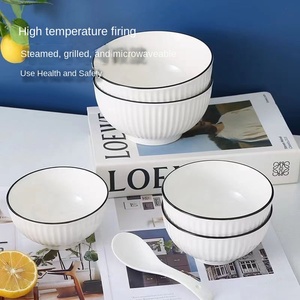 Bol <span class=keywords><strong>Yamada</strong></span> en céramique blanche simple pour soupe nouilles riz bol jetable épaissi de qualité restaurant couleur sous glaçure moderne - Product Image 2