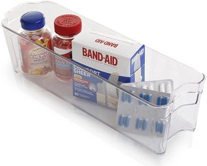 Stackable Plastic foldable storage bins organizer Home plastic transparent Organization storage bins Small size,4 Pack