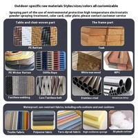 Ensemble de meubles de patio extérieur avec canapé modulaire, chaise longue et tables basses gigognes pour jardin, terrasse et bord de piscine