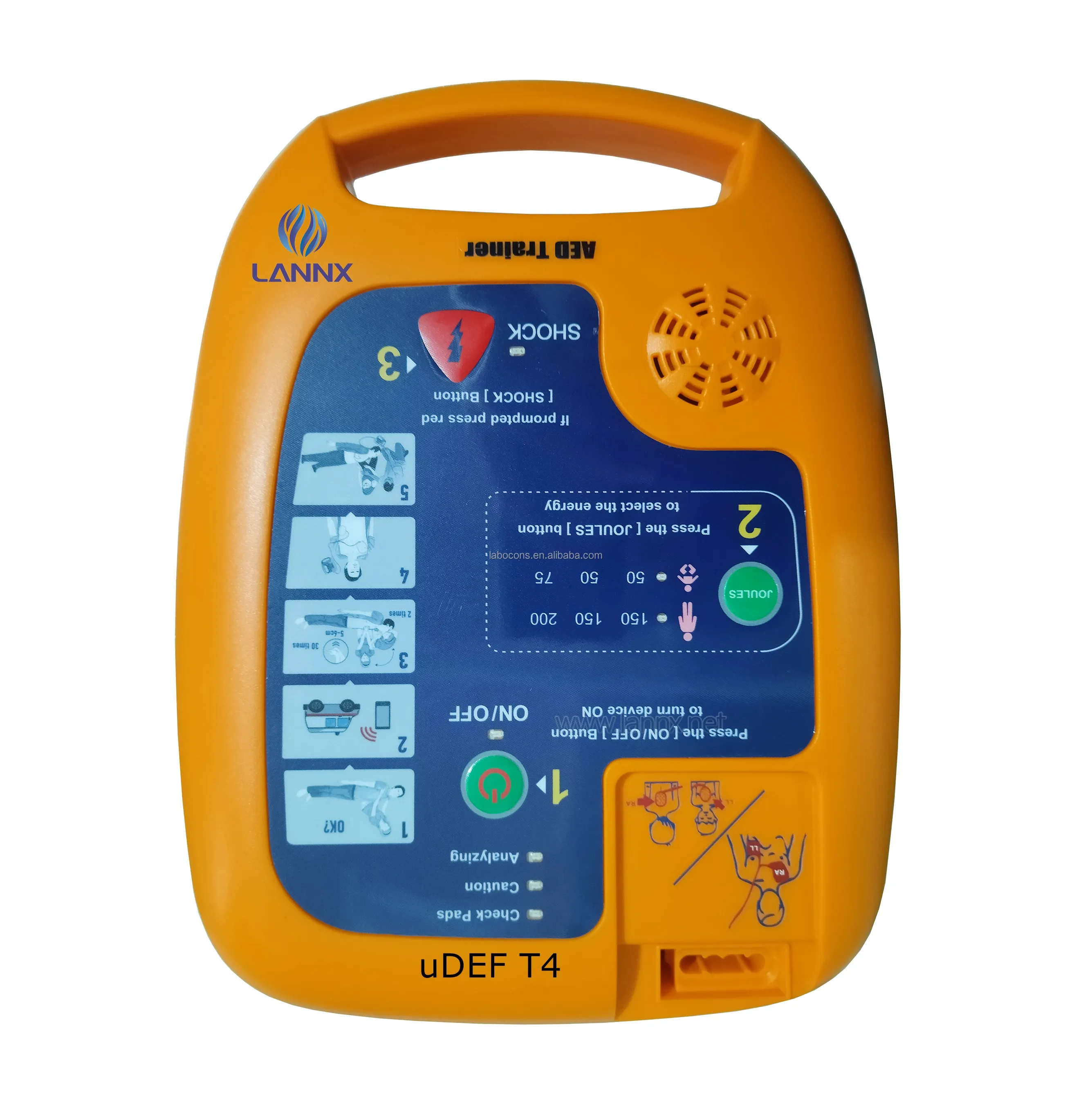 LANNX uDEF T4 Customize Portable AED Emergency Defibrillator Trainer Machine Automated External Defibrillator AED Trainer