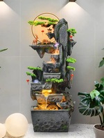 Fontaine d'eau de haute qualité en résine et fibre de verre pour décoration extérieure, avec bassin à poissons en roche artificielle et circulation automatique intégrée