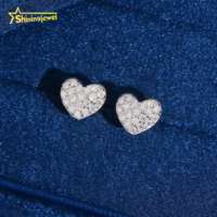 Boucles d'oreilles en argent massif 925 plaqué rhodium avec diamant de laboratoire taille brillant HPHT, forme cœur, fermoir à vis, bijoux sertis de diamants