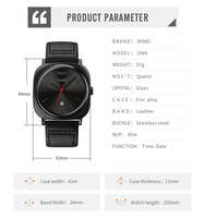 Montre-bracelet analogique SKMEI 1884 pour homme – Excellent choix pour les trajets quotidiens, compagnon de chronométrage élégant pour le bureau et les jours de travail