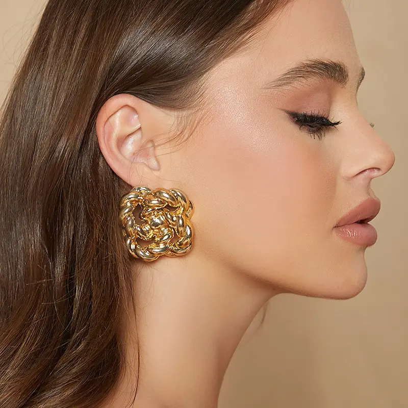 Fashion trend twisted metal earrings alloy mesh letters love long earrings jewelry women