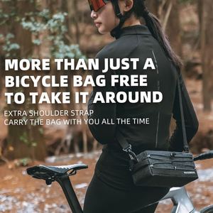 Muestra gratuita: Bolsa impermeable para manillar de bicicleta con tiras reflectantes grandes, bolsa frontal para bicicleta con cremallera impermeable - Product Image 5