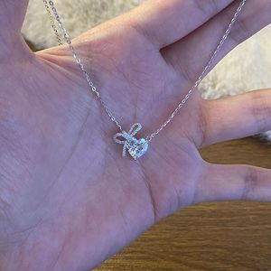 Exquisite S925 Pure Silver Sweet Girlish <b>Pink</b> Diamond Starry Sky Pony <b>Necklace</b> Versatile Compact Daily Fashion Pendant - Product Image 2