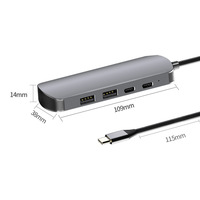 Hub USB-C 4 en 1 de Aleación de Aluminio, USB 3.2 Gen 2 10Gbps, Gris Plateado, 28 AWG, Garantía de 12 Meses, en Caja