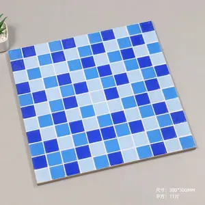 foshan tiles supplier blue 300x300 selling price blue ceramic mosaic tile for kitchen bathroom wall swimming pool