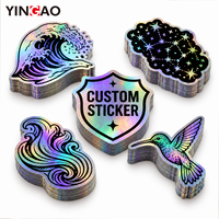 Autocollant en vinyle découpé sur mesure holographique, résistant à l'eau et aux UV, avec n'importe quel logo, pour ordinateur portable, bouteille, autocollant de qualité professionnelle
