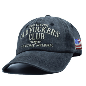 Novedad Transfronteriza: Gorra de Béisbol Vintage Ajustable de 6 Paneles, 100% Algodón Bordado, Club Old Fuckers, Cuatro Estaciones - Product Image 1